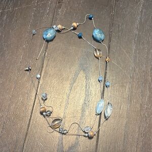 Elegant Blue and Gold Beaded Necklace